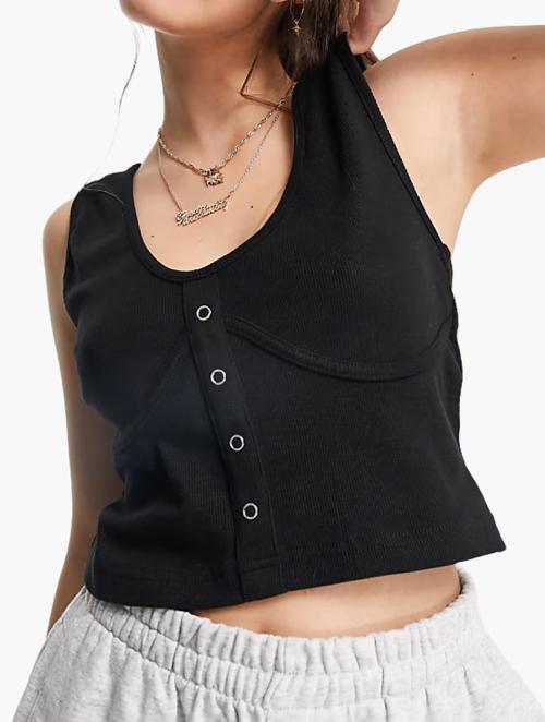 Urban Bliss Black Corset Detail Scoop Neck Top