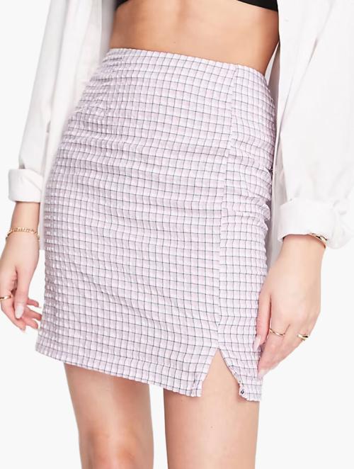 Urban Threads  Lilac Gingham Tall Mini Skirt