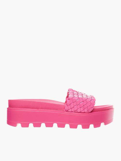 Utopia Weaved mule Chunky Flatform Sandals Pink