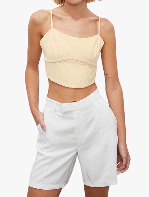 VELVET Co-Ord Formal Corset Crop Top - Shift Sand