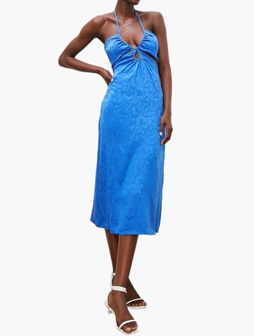 VELVET Halter Slip With Side Cutout Dress - Blue Swirl
