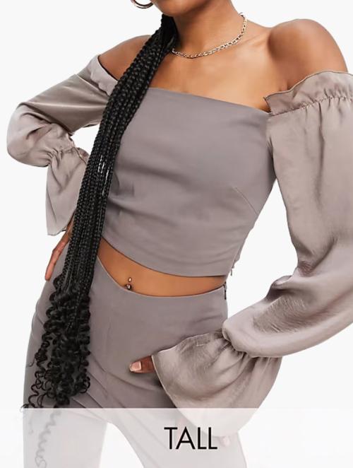 Vesper Brown Off Shoulder Ruffle Top