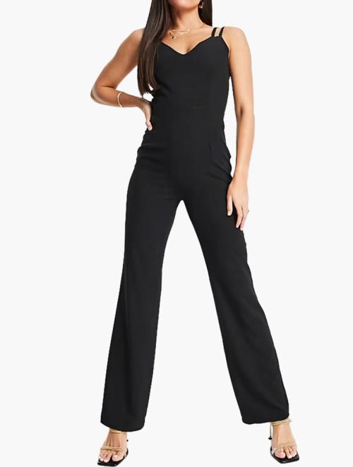 Vesper Black Low Back Wide Leg Jumpsuit