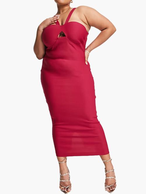 Vesper Raspberry Keyhole Midi Bodycon Dress