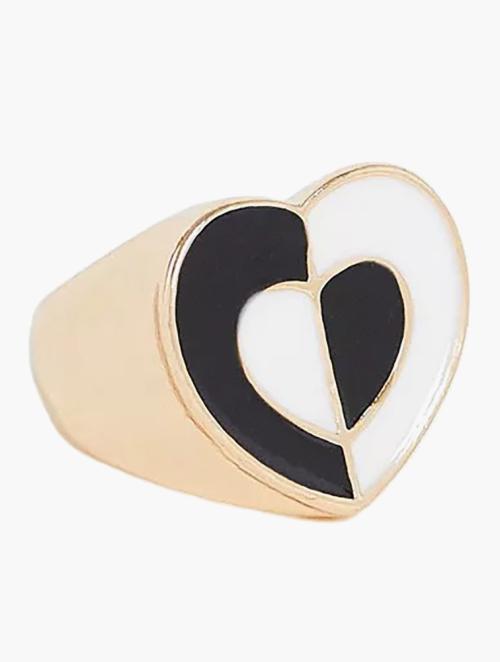 Vintage Supply Gold Enamel Heart Ring