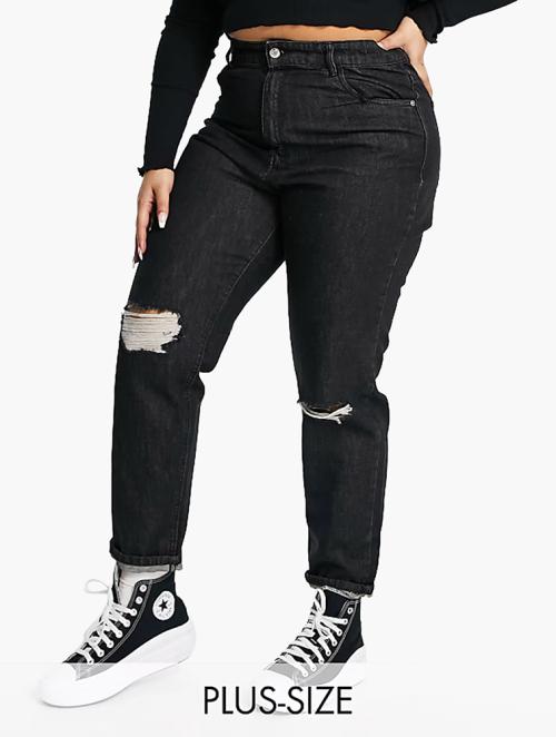 Wednesday's Girl Black Wash Denim High Waist Mom Jeans