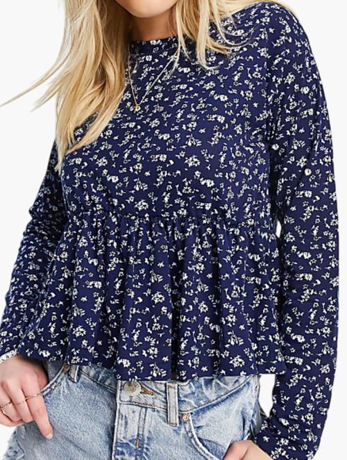 Wednesday's Girl Ditsy Floral Print Relaxed Smock Top