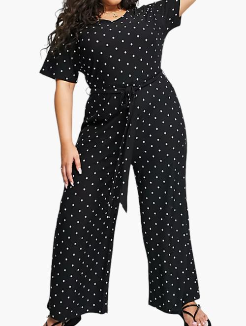 Wednesday's Girl Black Relaxed Belted Jumpsuit