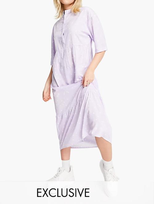 Wednesday's Girl Lilac Relaxed Midi Smock Dress