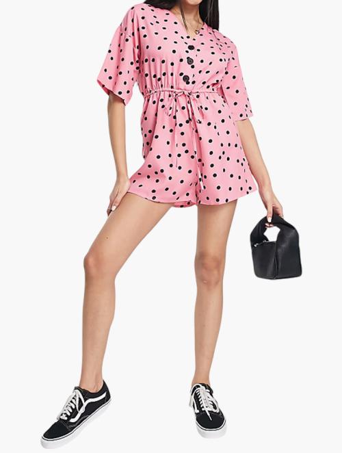 Wednesday's Girl Pink Drawstring Waist Playsuit