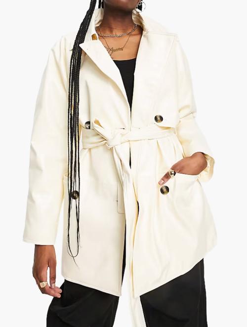 Weekday Cream Janis Short Trench Coat