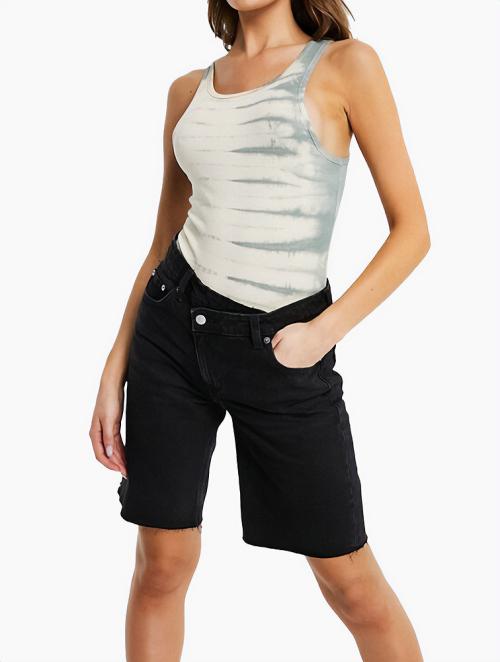 Weekday Black Asymmetric Denim Shorts