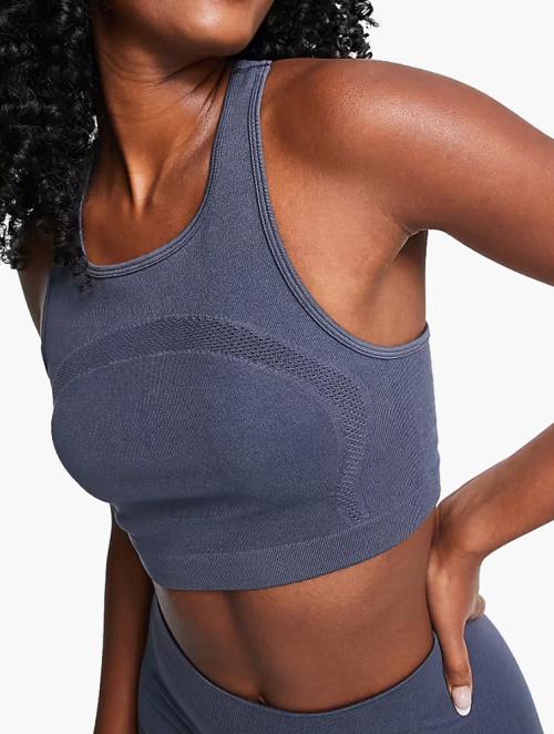 Weekday Steel Blue Polyamide Seamless Yoga Tank Top