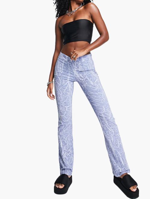 Weekday Blue Snake Print Polyester Twinkle Trousers