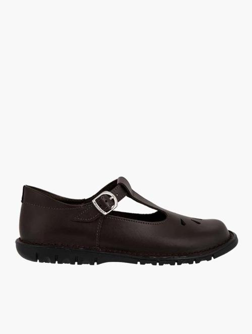 Walkmates Brown Leather Younger Girl T-Bar Shoes