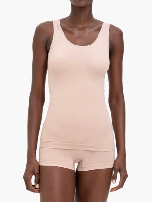 Woolworths White & Nude Pink Magic Seamless Tank Tops 2 Pack