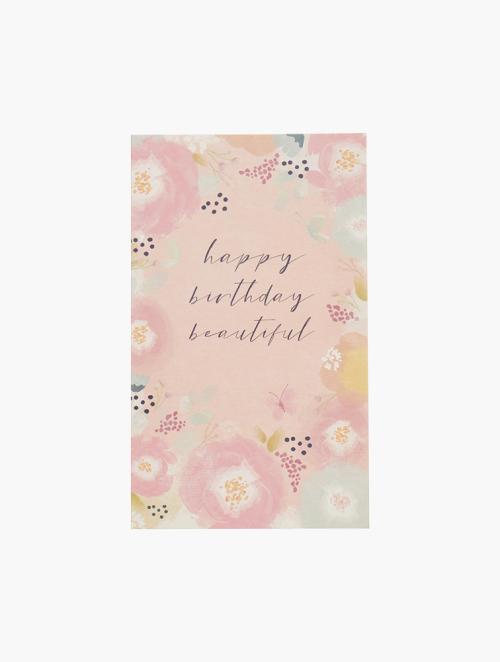 Woolworths Pink Floral Happy Birthday Card