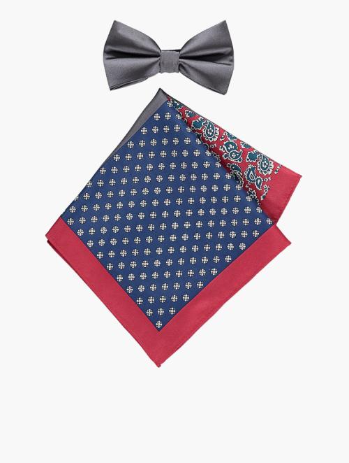 Woolworths Grey Bow Tie & Pocket Square Set