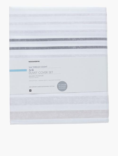 Woolworths Grey 144 TC Cotton Duvet Cover Set