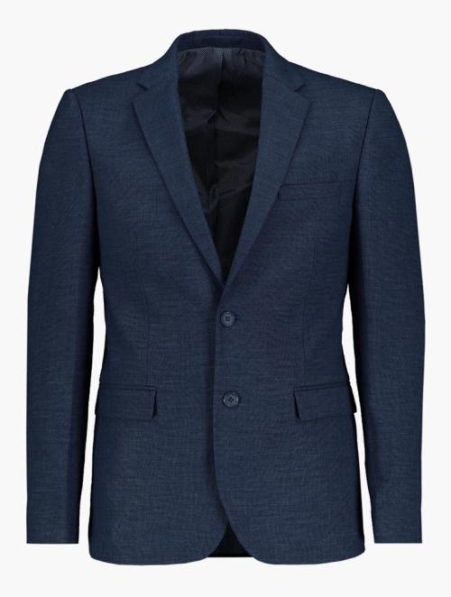Woolworths Navy Grey Slim Fit Textured Suit Jacket