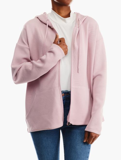 Edition Dusty Pink Plain Scuba Zip Hoodie