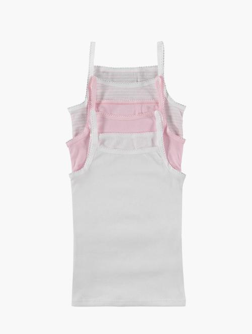 (&US) Pink Striped Strappy Vests 3 Pack