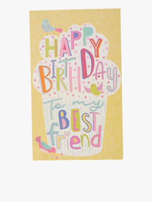 Woolworths Yellow Female Birthday Cupcake Best Friend Card