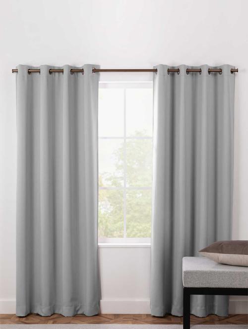 Woolworths Light Grey Tribeca Eyelet BO Curtain 135x223cm L.GREY