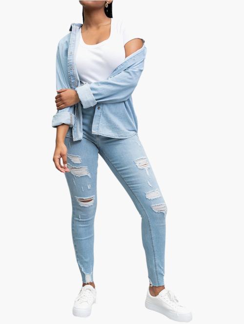 Woolworths Light Blue Abrasion High Rise Skinny Jeans