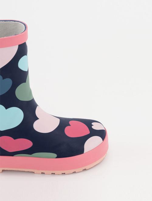 Woolworths Navy Heart Print Youth Girl Wellington Boots