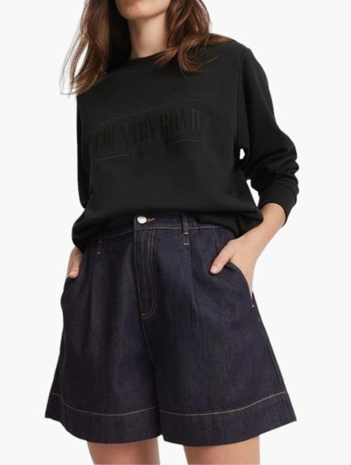 Country Road Black Organically Grown Cotton Blend Crop Rib Knit