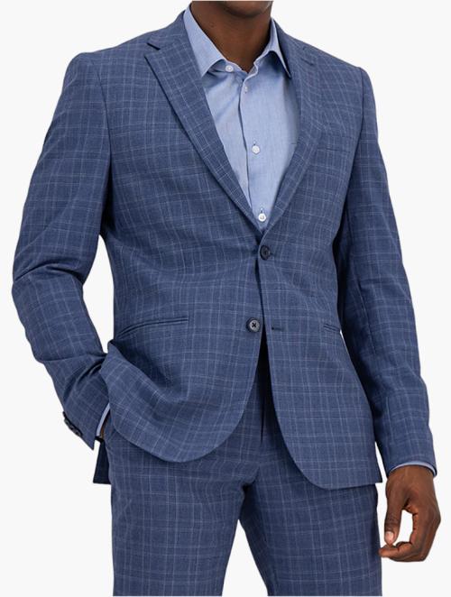 Woolworths Blue Check Slim Fit Viscose Blend Suit Jacket