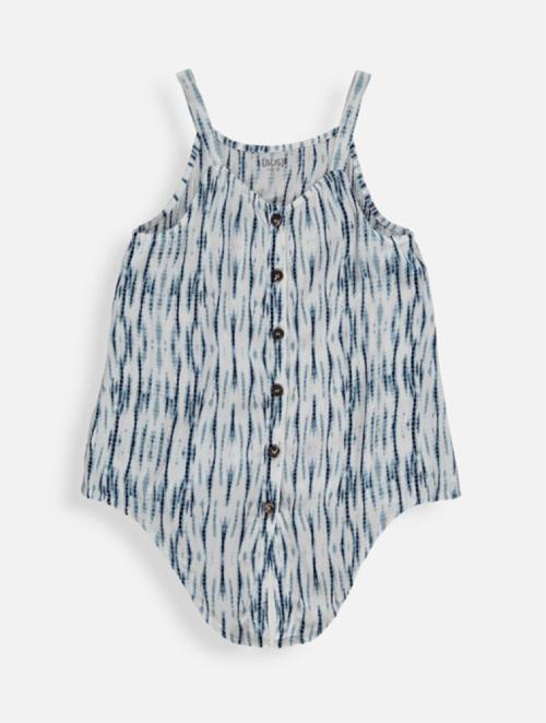 (&US) Navy Print Buttoned Front Knot Camisole