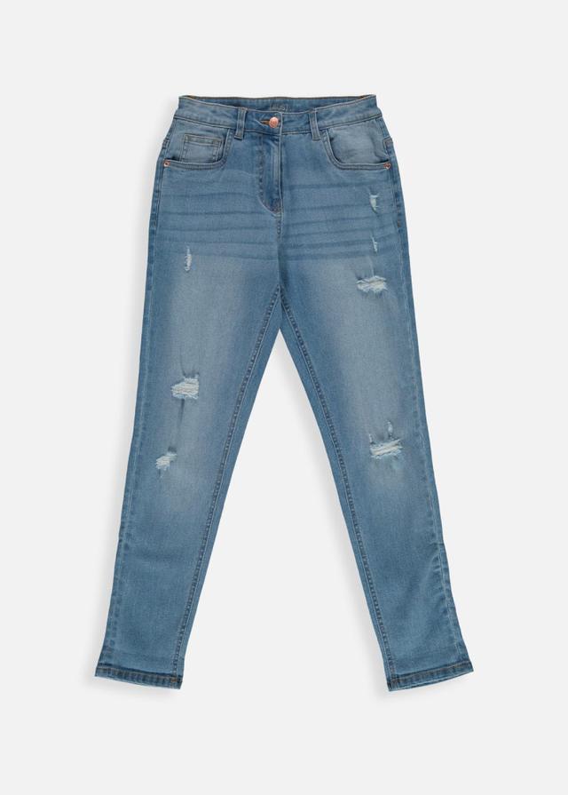 (&US) Medium Blue Adjustable Rip & Repair Jeans