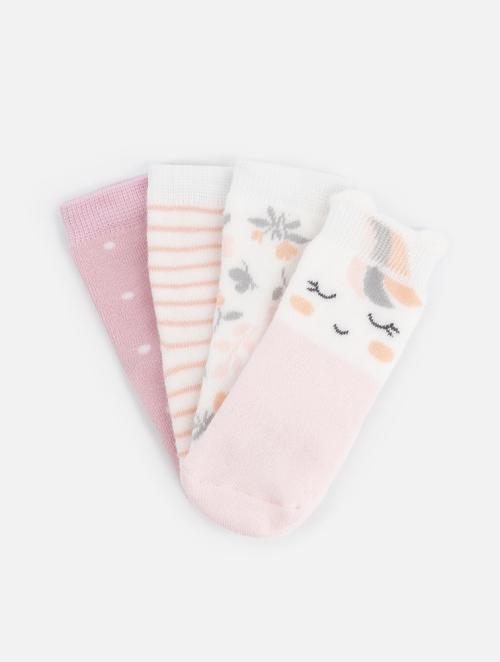 Wooliesbabes Pink Unicorn Towelling Socks 4 Pack