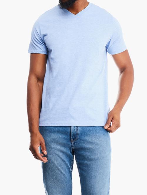 Woolworths Blue Melange StayNew V-neck Cotton T-shirt