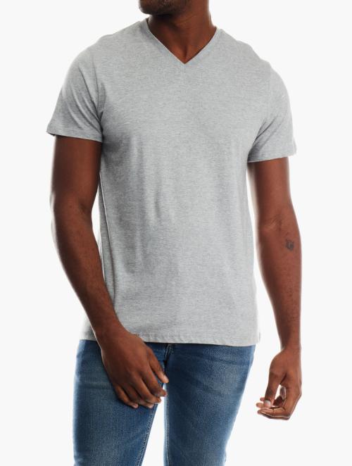 Woolworths Grey Melange StayNew V-neck Cotton T-shirt