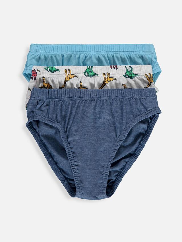 Woolworths Multi Blue Dino Cool Prints Cotton Briefs 3 pack