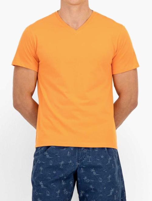 Woolworths LIght Orange StayNew Slim Fit V-neck Cotton T-shirt