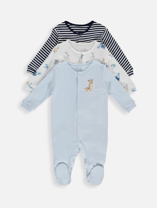 Woolworths Blue Giraffe Newborn Sleepsuit 3 Pack