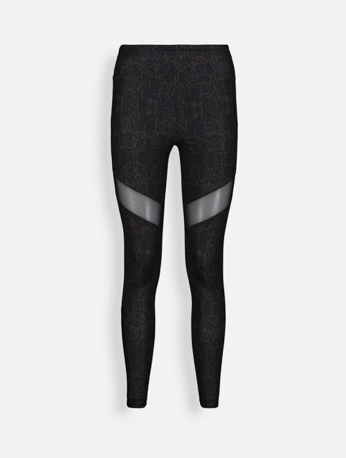 Edition Black Print Mesh Inset Mid Rise Active Leggings