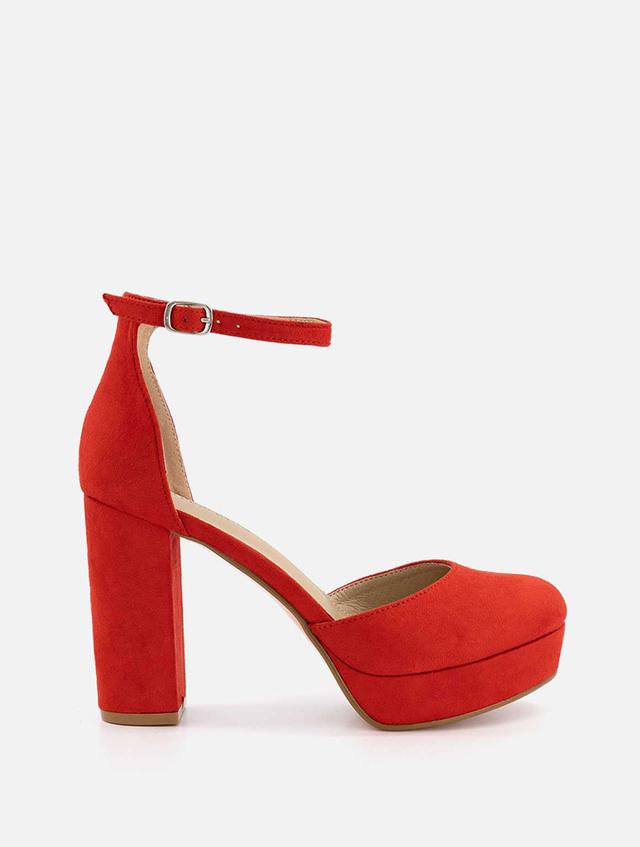 Woolworths Bright Red Faux Suede Block Heel Platform Shoes