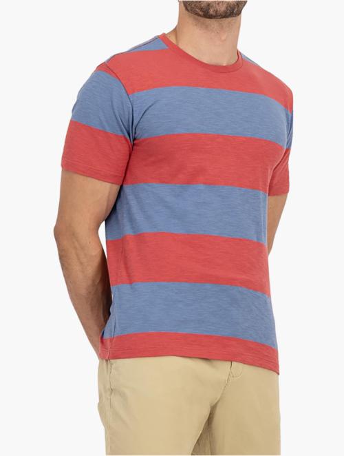 Woolworths Coral Broad Stripe Slim Fit Cotton T-shirt