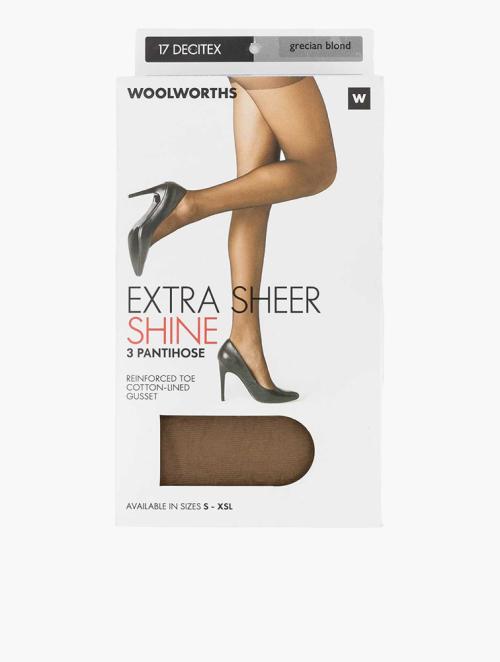 Woolworths Grecian Blonde Shine & Sheer Pantihose 3 Pack