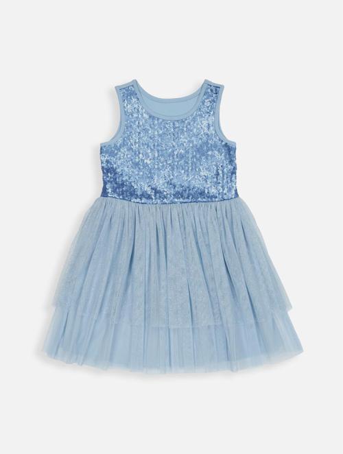 Woolworths Blue Sequin Bodice Mesh Dress