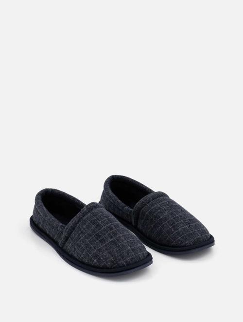 Woolworths Navy & Multi Brushed Check Stokie Slippers