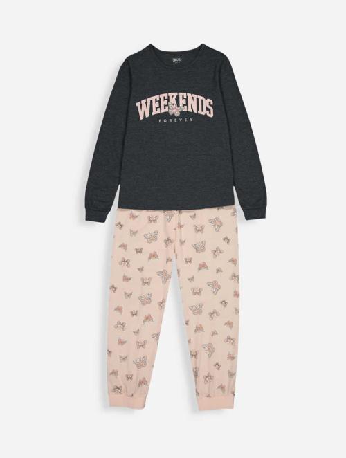 Woolworths Charcoal & Pink Weekends Forever Pyjama Set