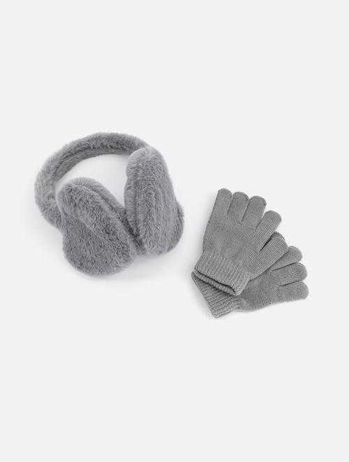 Woolworths Grey Heart Earmuff & Gloves Set