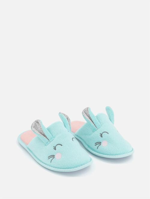 (&US) Aqua Older Girl Bunny Novelty Slippers