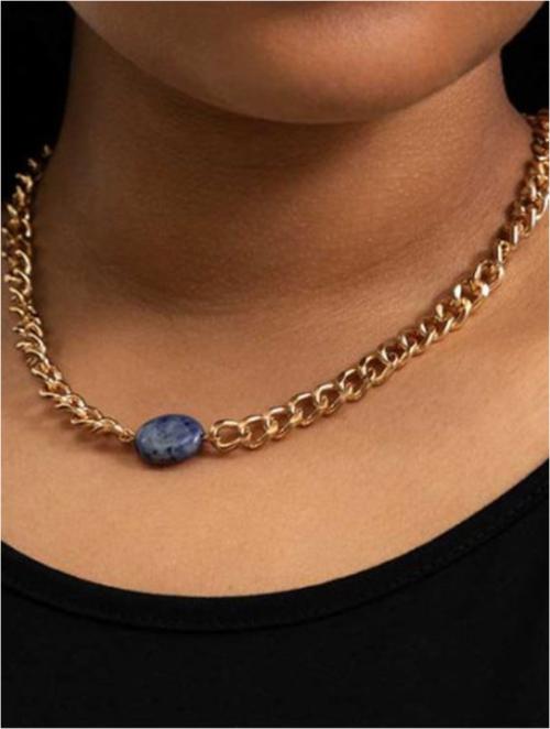 Woolworths Blue Stone Link Chain Necklace
